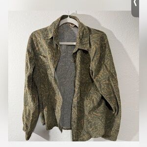 Green and khaki printed corduroy women’s medium Woolrich button-up shirt